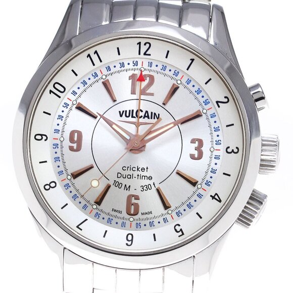 VULCAIN cricket aviator dual time 100105.019 alarm Hand Winding Men's_842457 - Picture 1 of 12